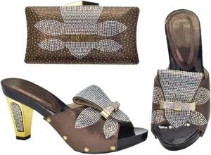 Luxury Dual Function Shoe Bag Set Nigerian Rhinestone Heels Italian Leather Craftsmanship