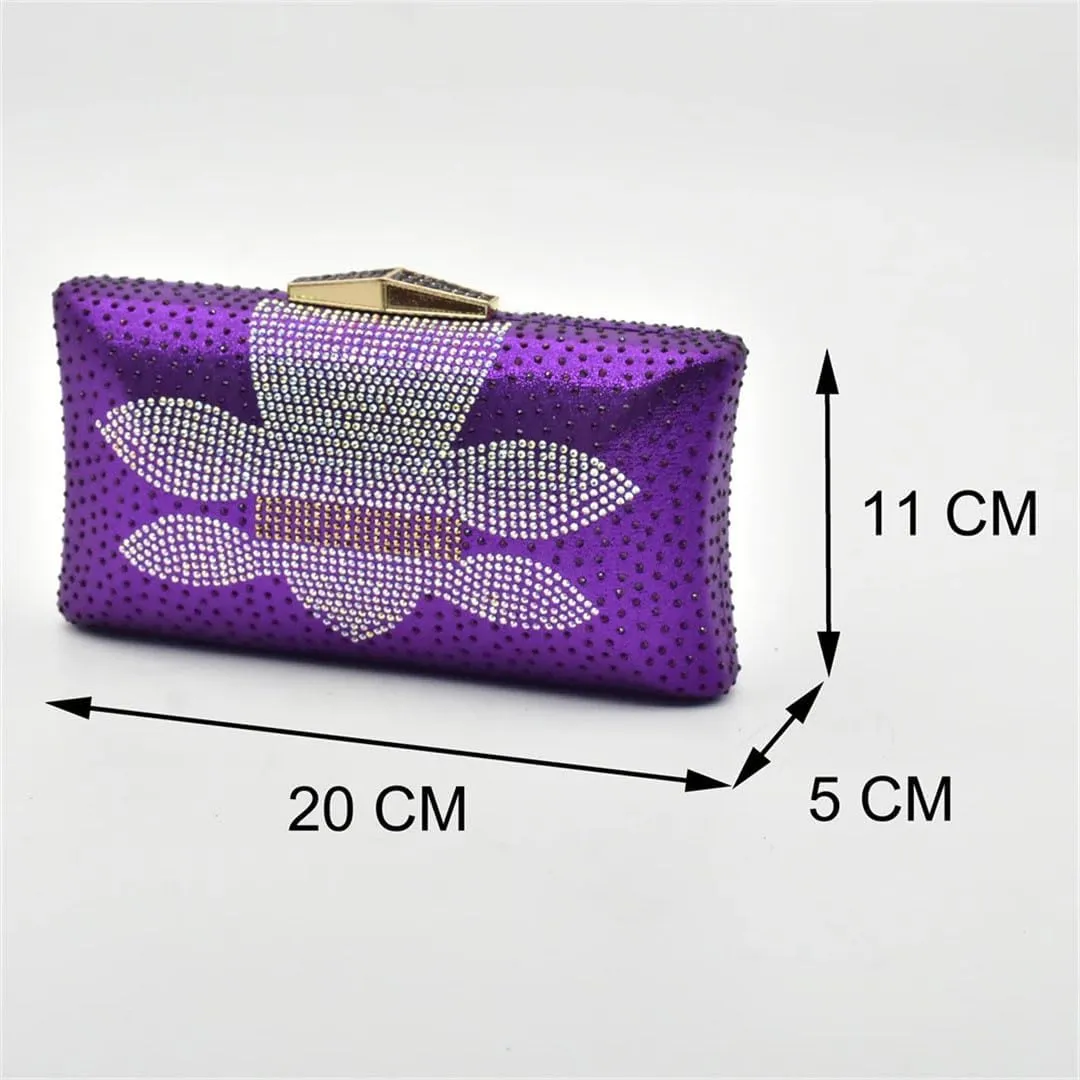 Luxury Dual Function Shoe Bag Set Nigerian Rhinestone Heels Italian Leather Craftsmanship