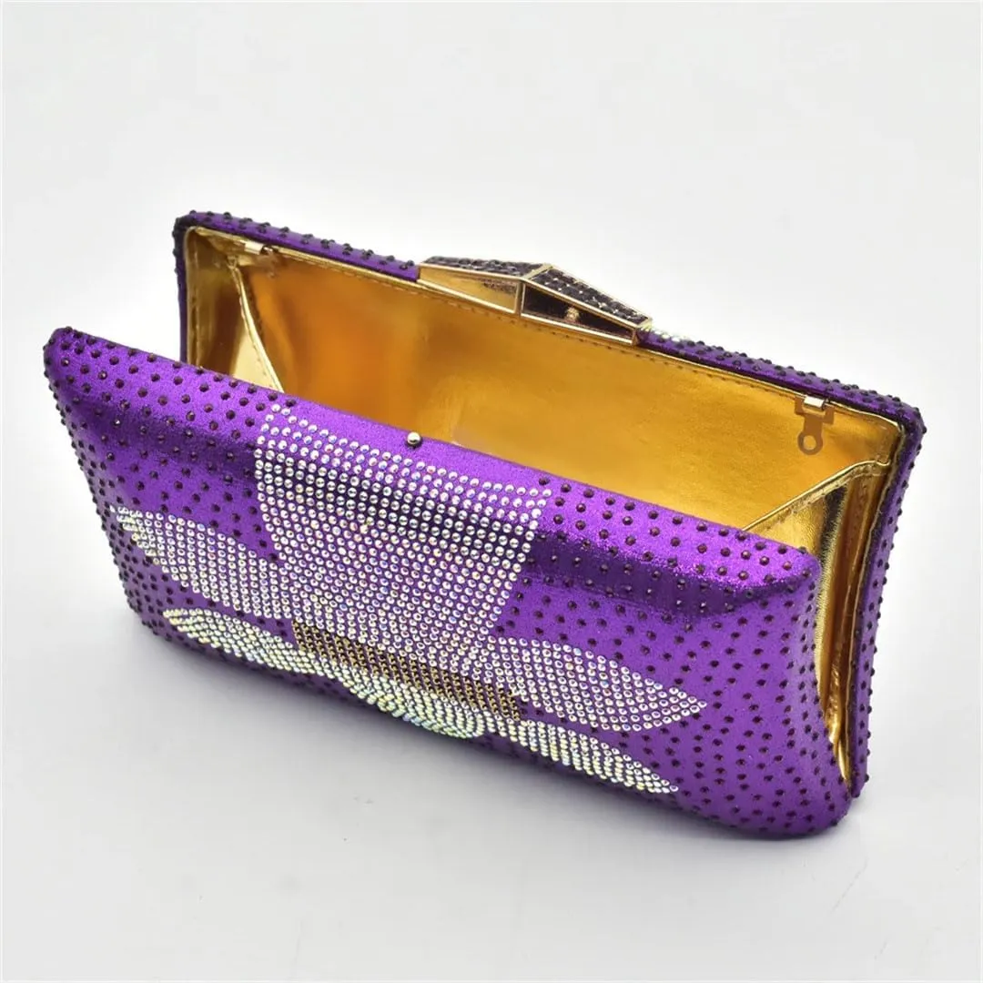 Luxury Dual Function Shoe Bag Set Nigerian Rhinestone Heels Italian Leather Craftsmanship