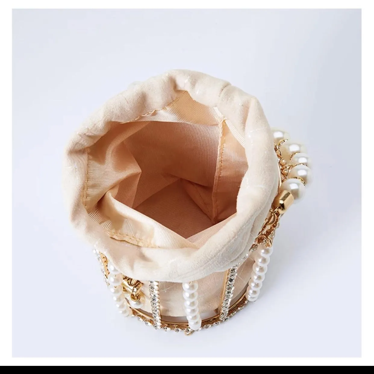Luxury Rhinestone Diamond And Pearl Clutch Bag