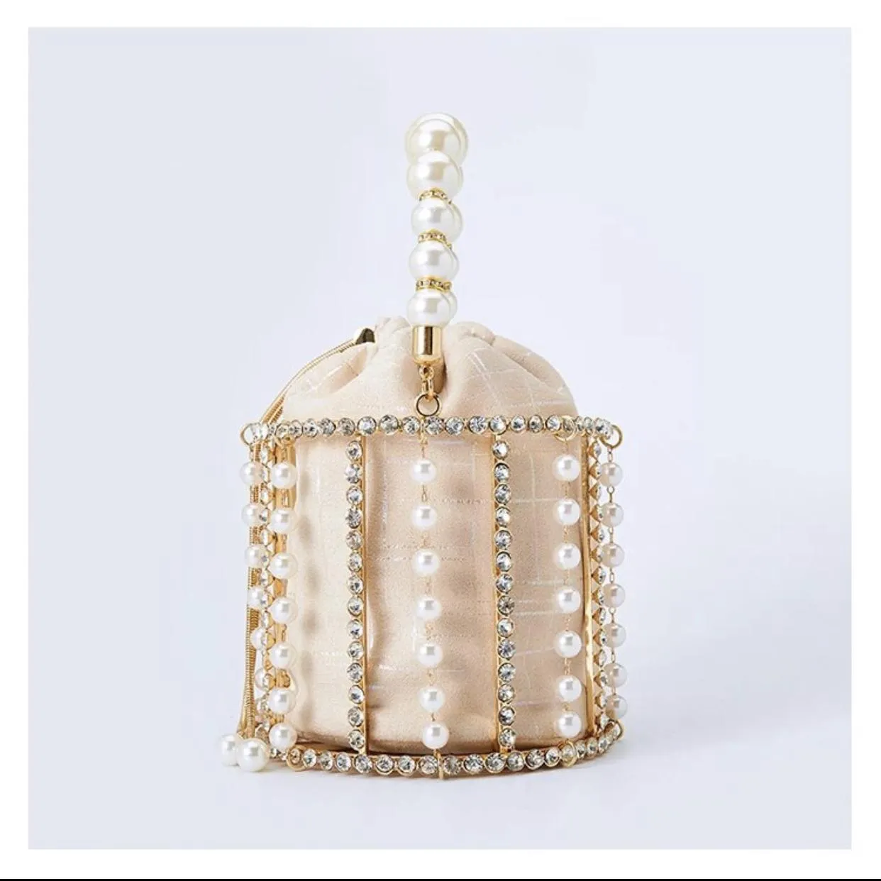 Luxury Rhinestone Diamond And Pearl Clutch Bag