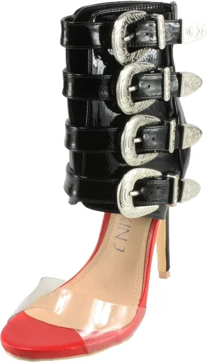 MackinJ Women's Ankle Wrap Patent Leatherette High Heels (211-14)