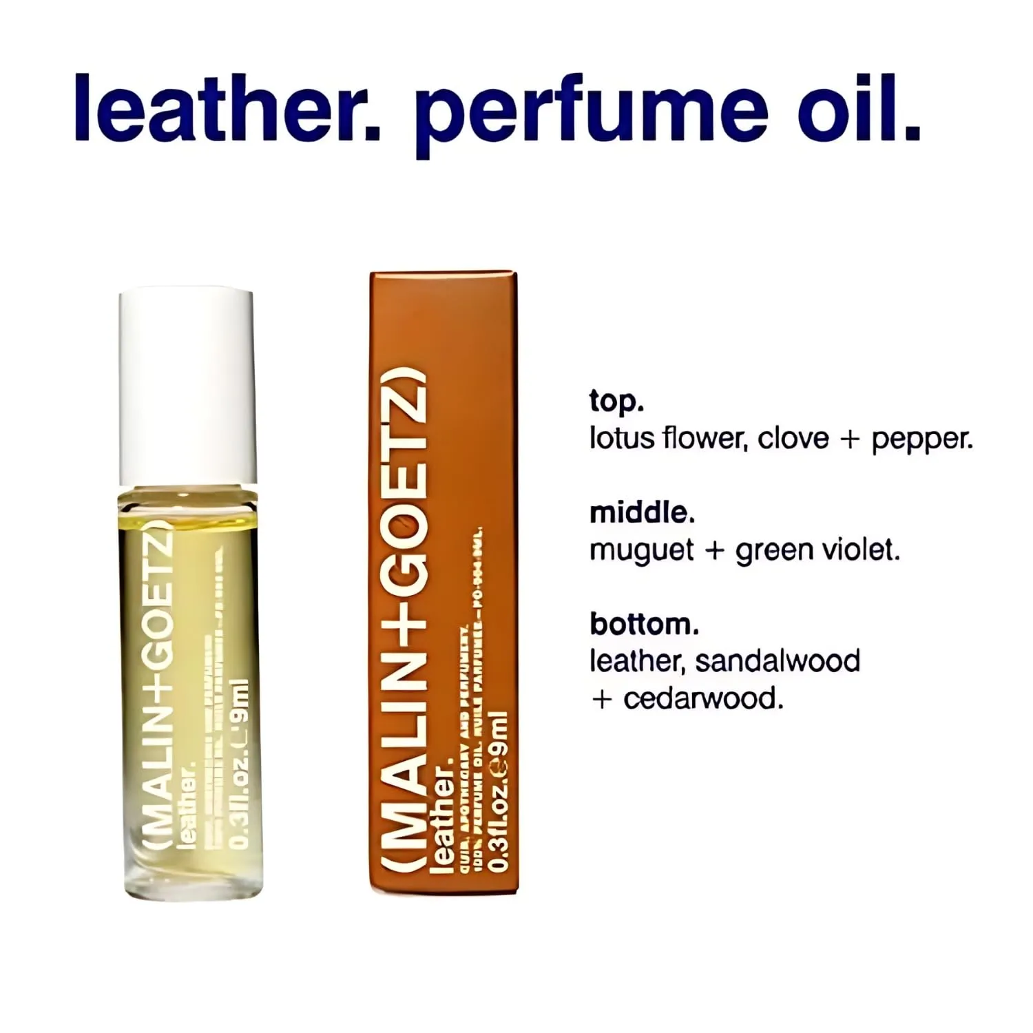Malin   Goetz Leather Perfume Oil, 0.3 Fl. Oz. - Men & Women Rustic Modern Scented Oil, Fragrance Oil, Roll On Mini Perfume Body Oil, Vegan & Cruelty-Free