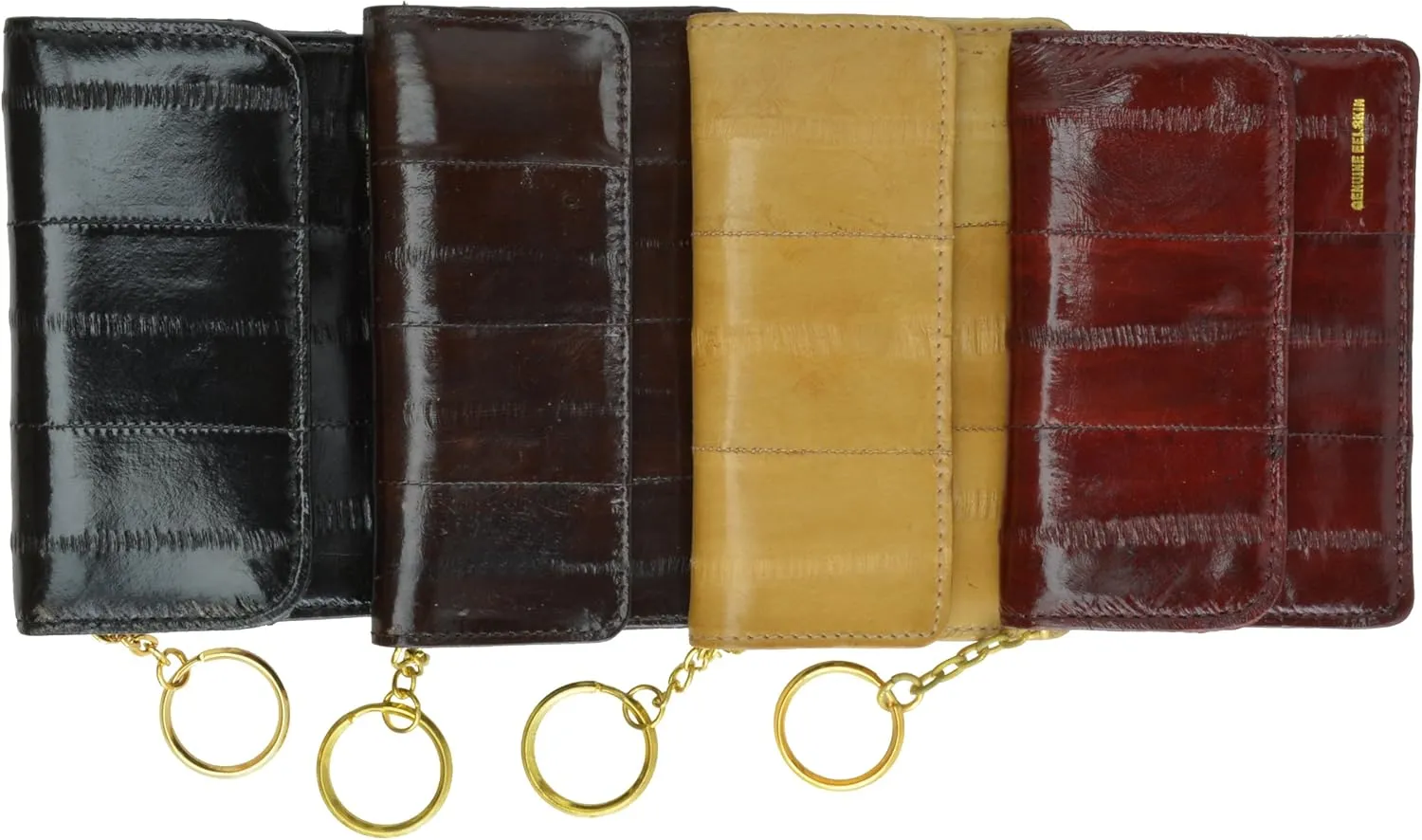 MARSHAL Eel Skin Soft Leather Change Purse Coin Wallet with Key Ring