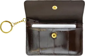 MARSHAL Eel Skin Soft Leather Change Purse Coin Wallet with Key Ring