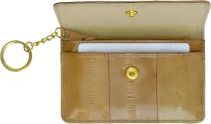 MARSHAL Eel Skin Soft Leather Change Purse Coin Wallet with Key Ring