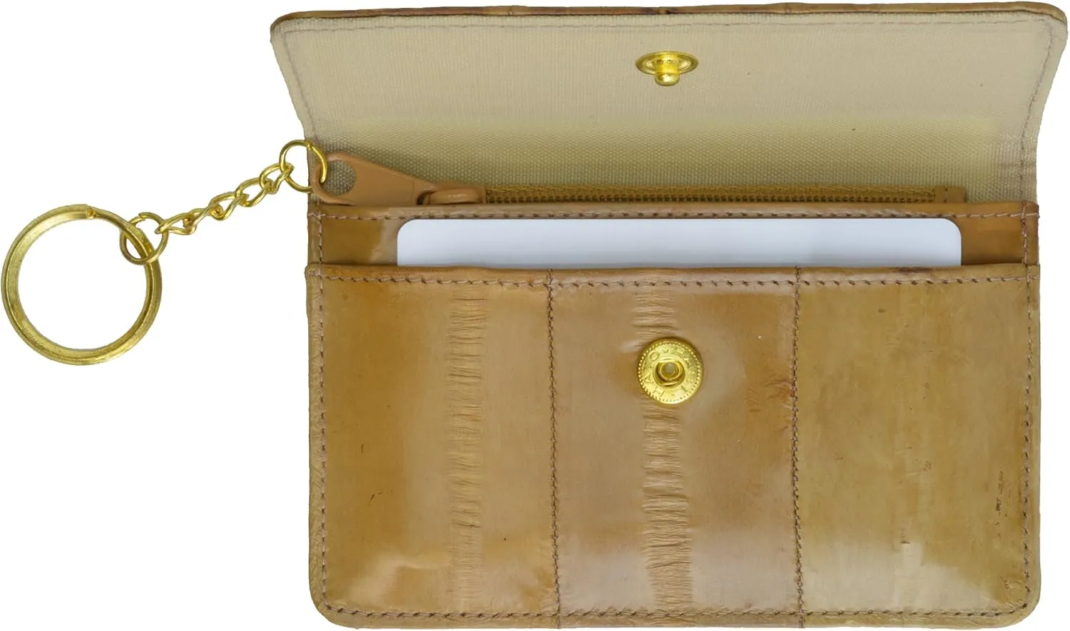 MARSHAL Eel Skin Soft Leather Change Purse Coin Wallet with Key Ring