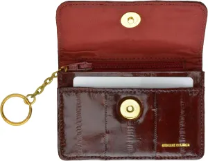 MARSHAL Eel Skin Soft Leather Change Purse Coin Wallet with Key Ring
