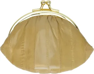 MARSHAL Genuine Eelskin Soft Leather Small Change Purse Organizer