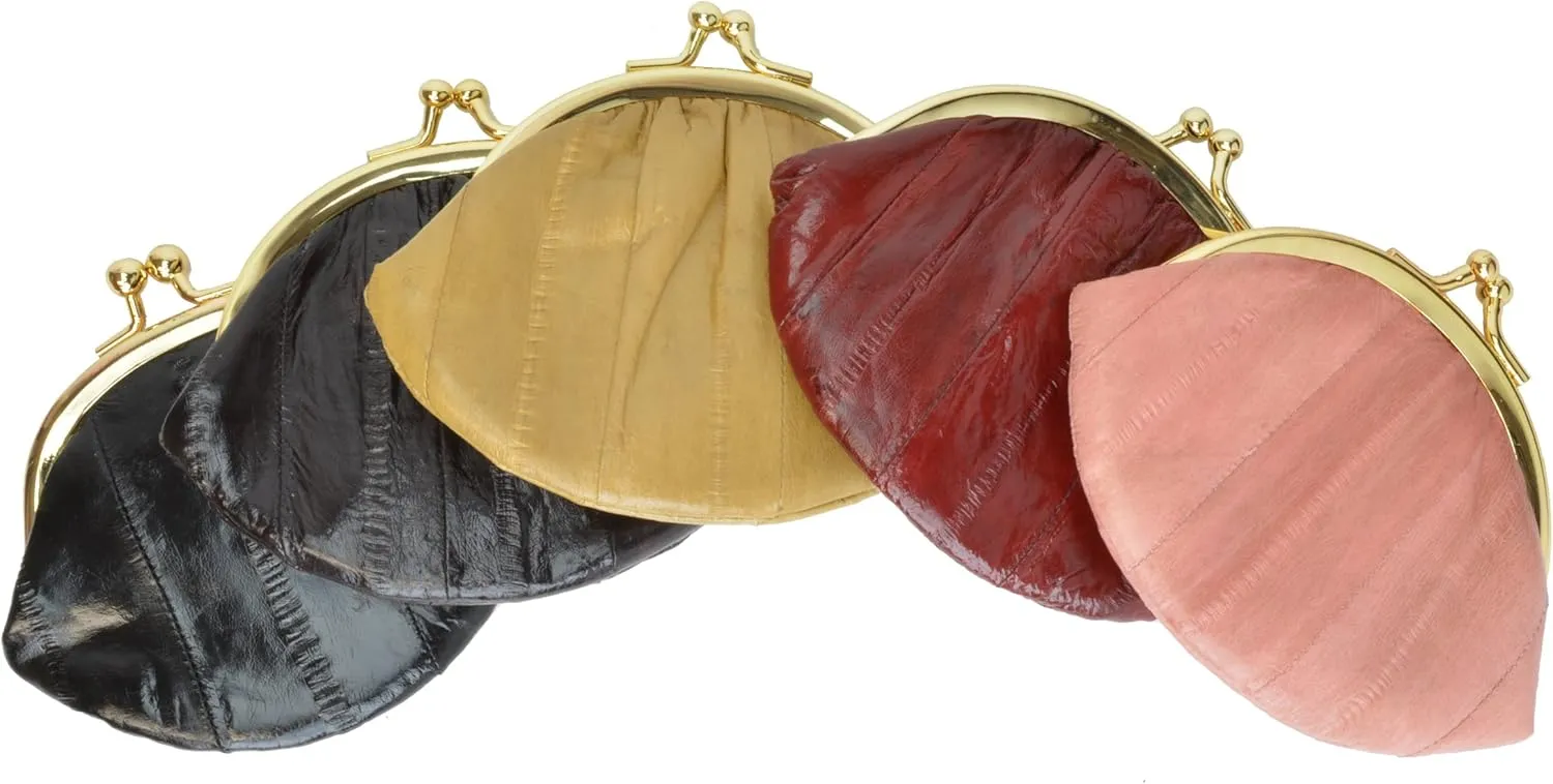 MARSHAL Genuine Eelskin Soft Leather Small Change Purse Organizer