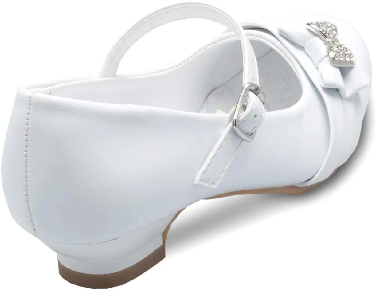 Mary Jane Shoes with Pretty Satin Rolled Rosettes Patent Leather