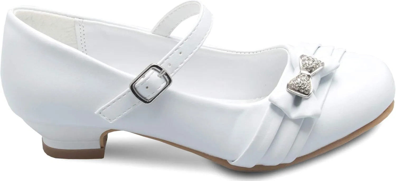 Mary Jane Shoes with Pretty Satin Rolled Rosettes Patent Leather