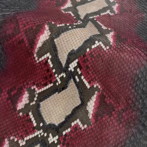 Matte Diamond Python Leather – Red, Taupe & Black | Front Cut