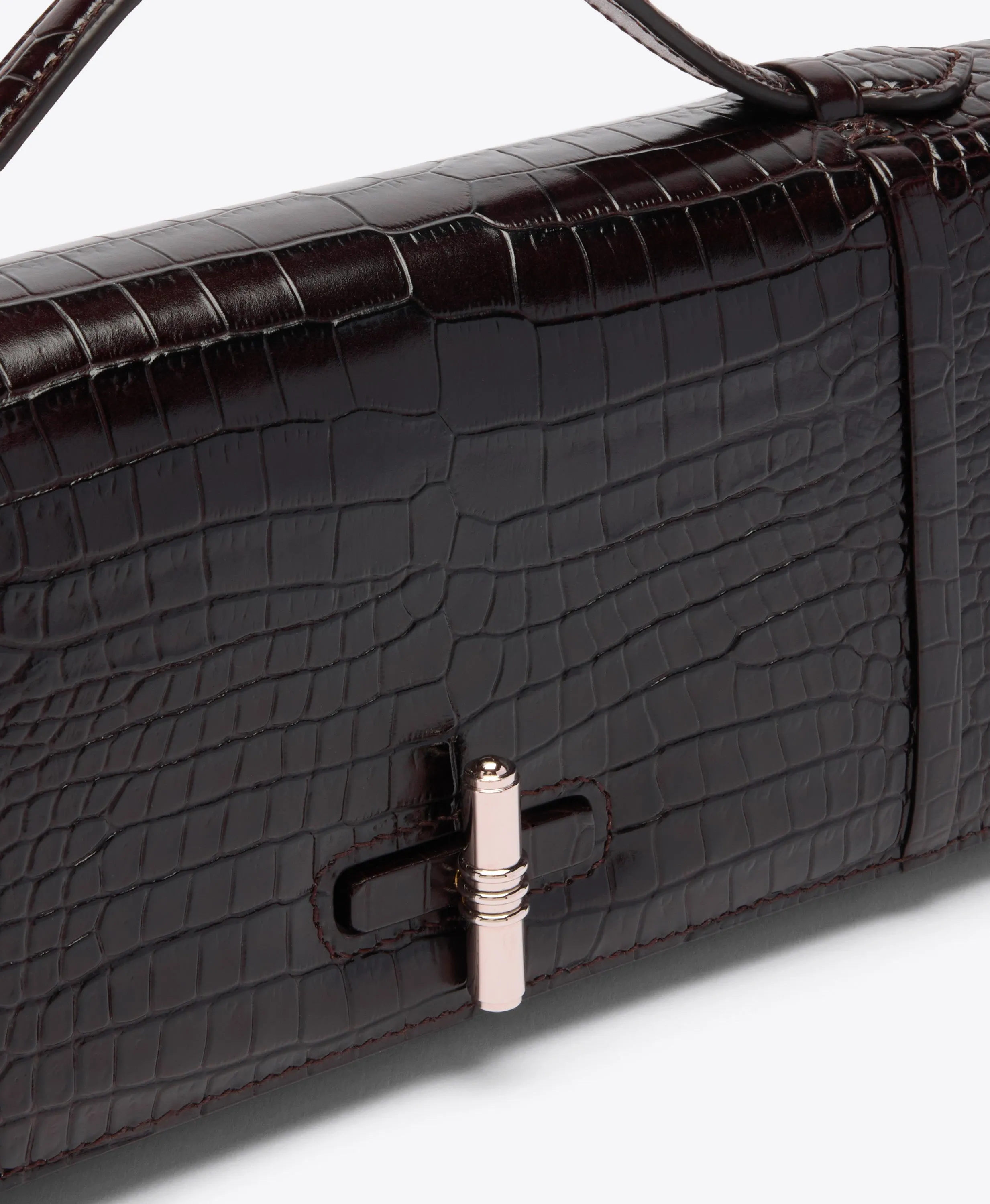 May Dark Brown Embossed Leather Clutch Bag