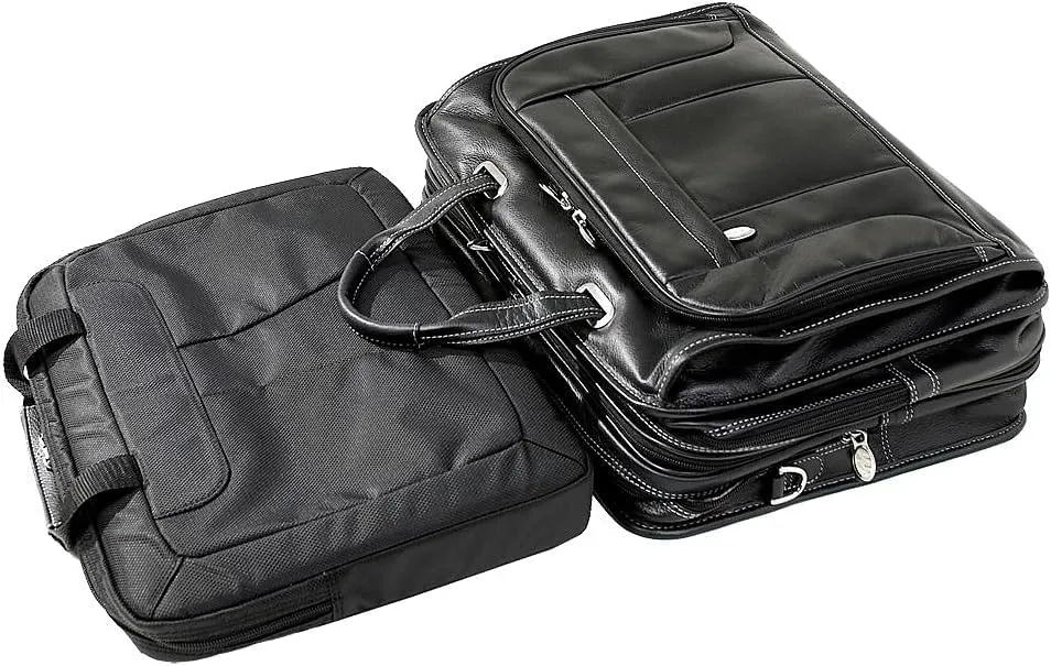 McKlein 15" Leather Fly-Through Checkpoint-Friendly Laptop Briefcase- RIVER WEST