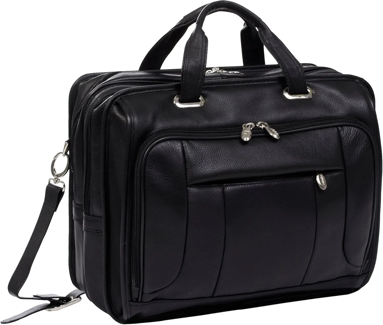 McKlein 15" Leather Fly-Through Checkpoint-Friendly Laptop Briefcase- RIVER WEST