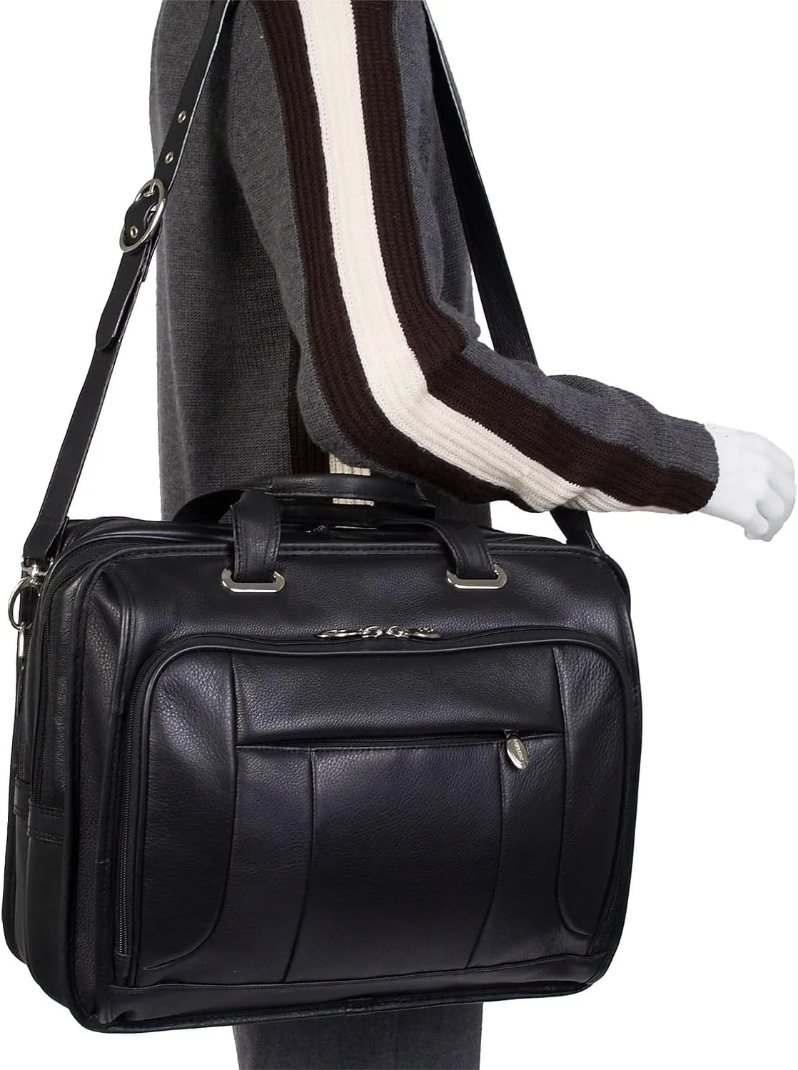 McKlein 15" Leather Fly-Through Checkpoint-Friendly Laptop Briefcase- RIVER WEST
