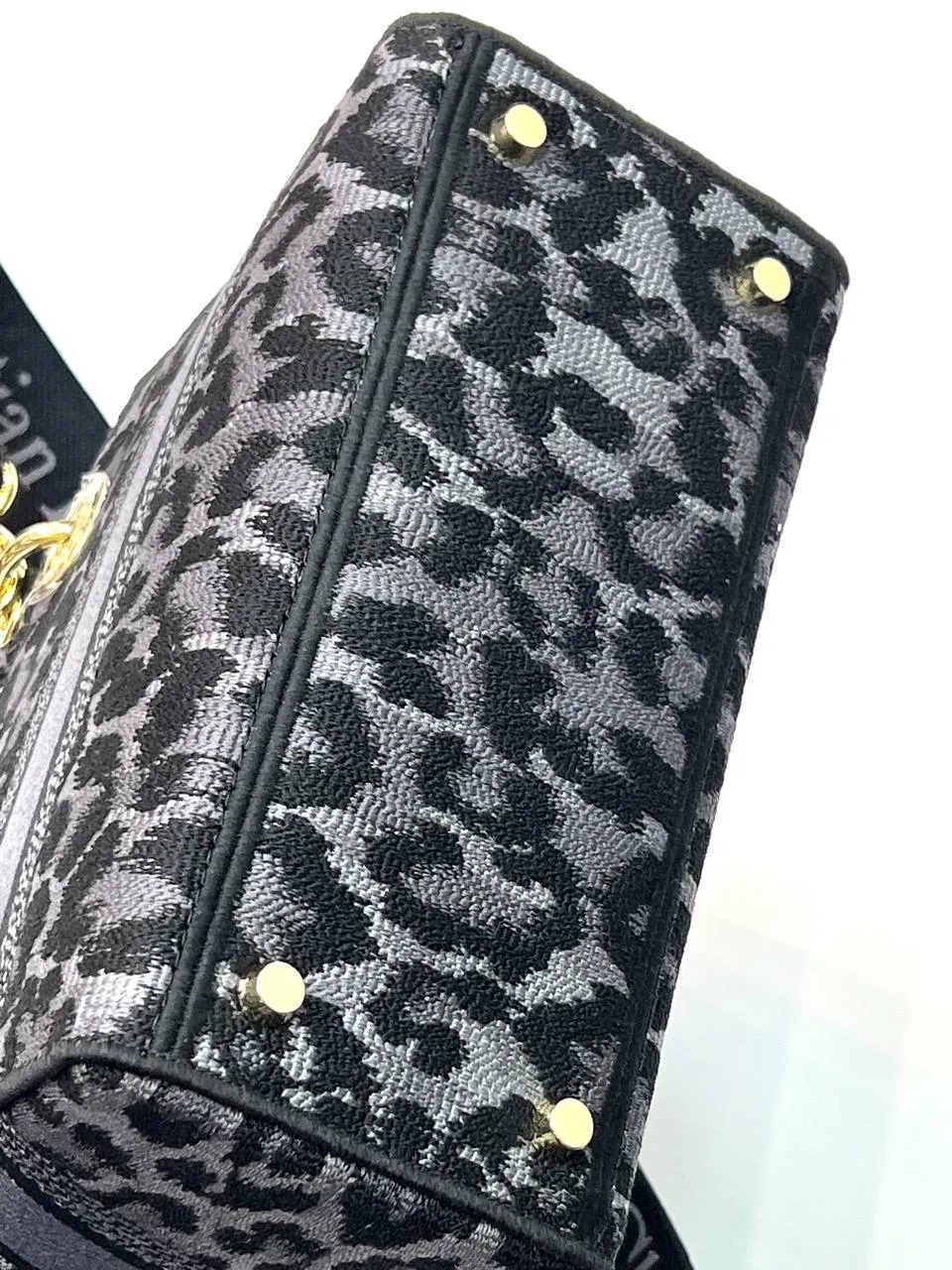 MEDIUM LADY D-LITE BAG Black Mizza embroidery