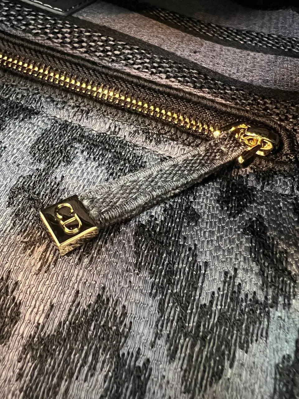 MEDIUM LADY D-LITE BAG Black Mizza embroidery