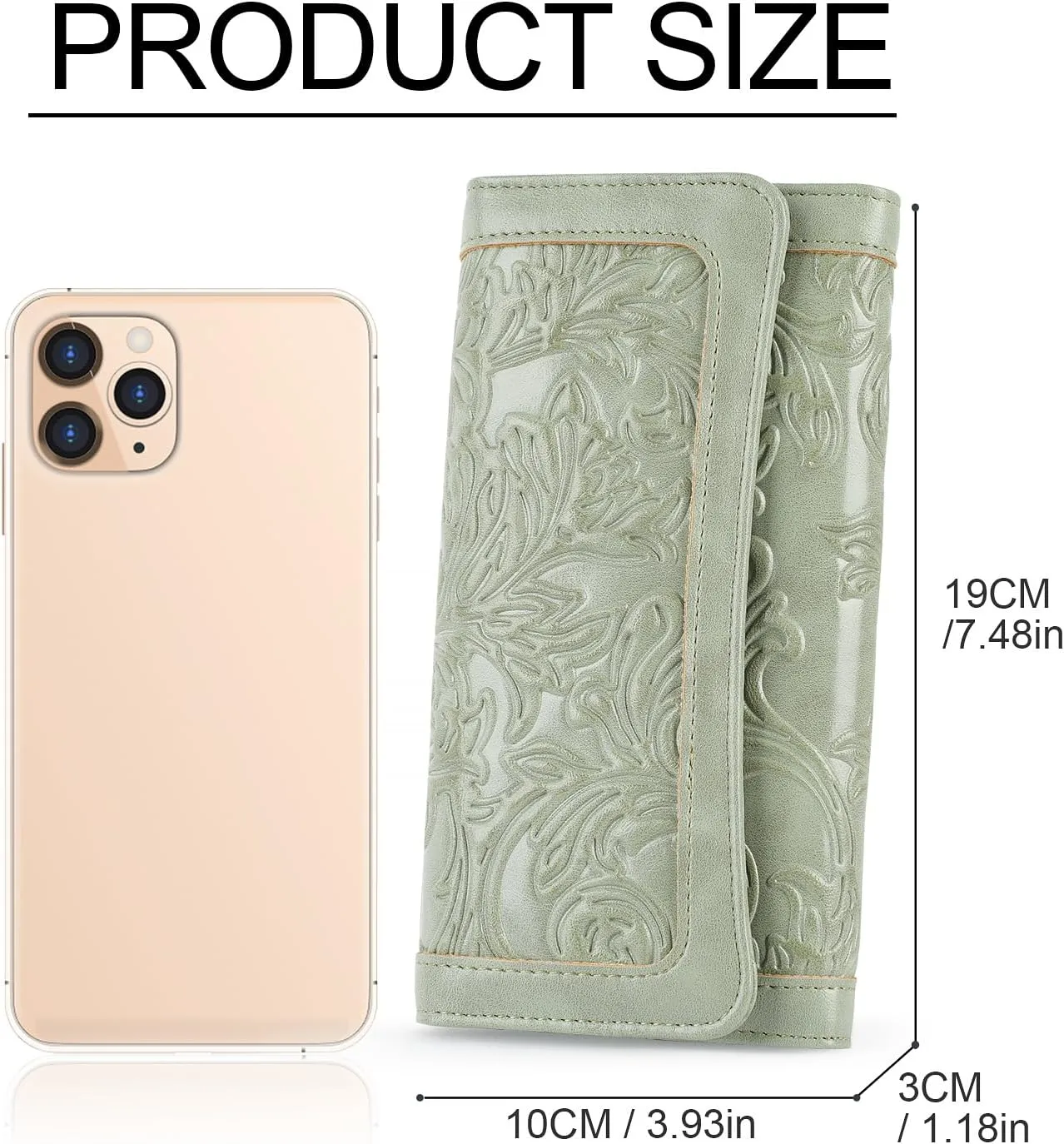 MEITRUE Women's Wallet Leather RFID Blocking Trifold Ladies Purse Embossed long Clutch Card Holder Phone Checkbook Organizer