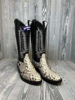 Men's Cowtown Natural Python with 13" Black Cowhide Top Western Boots - 808
