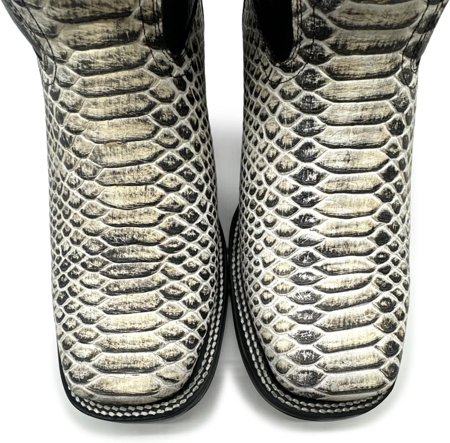 Mens Exotic Snakeskin Square Toe Phyton Print Genuine Leather Western Boots