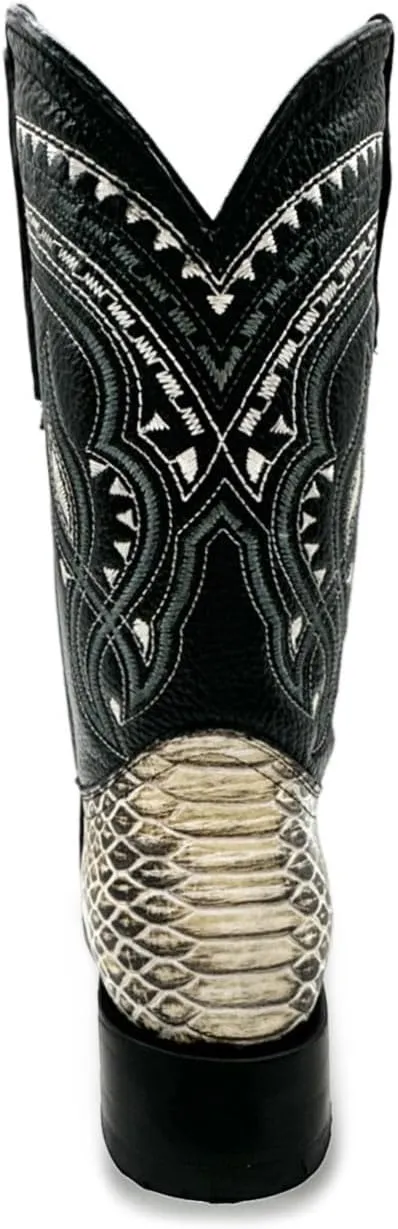 Mens Exotic Snakeskin Square Toe Phyton Print Genuine Leather Western Boots
