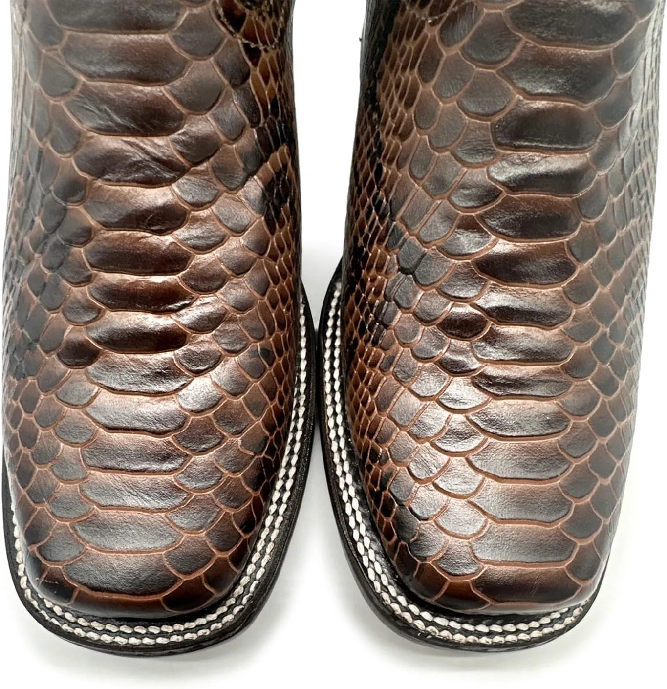 Mens Exotic Snakeskin Square Toe Phyton Print Genuine Leather Western Boots
