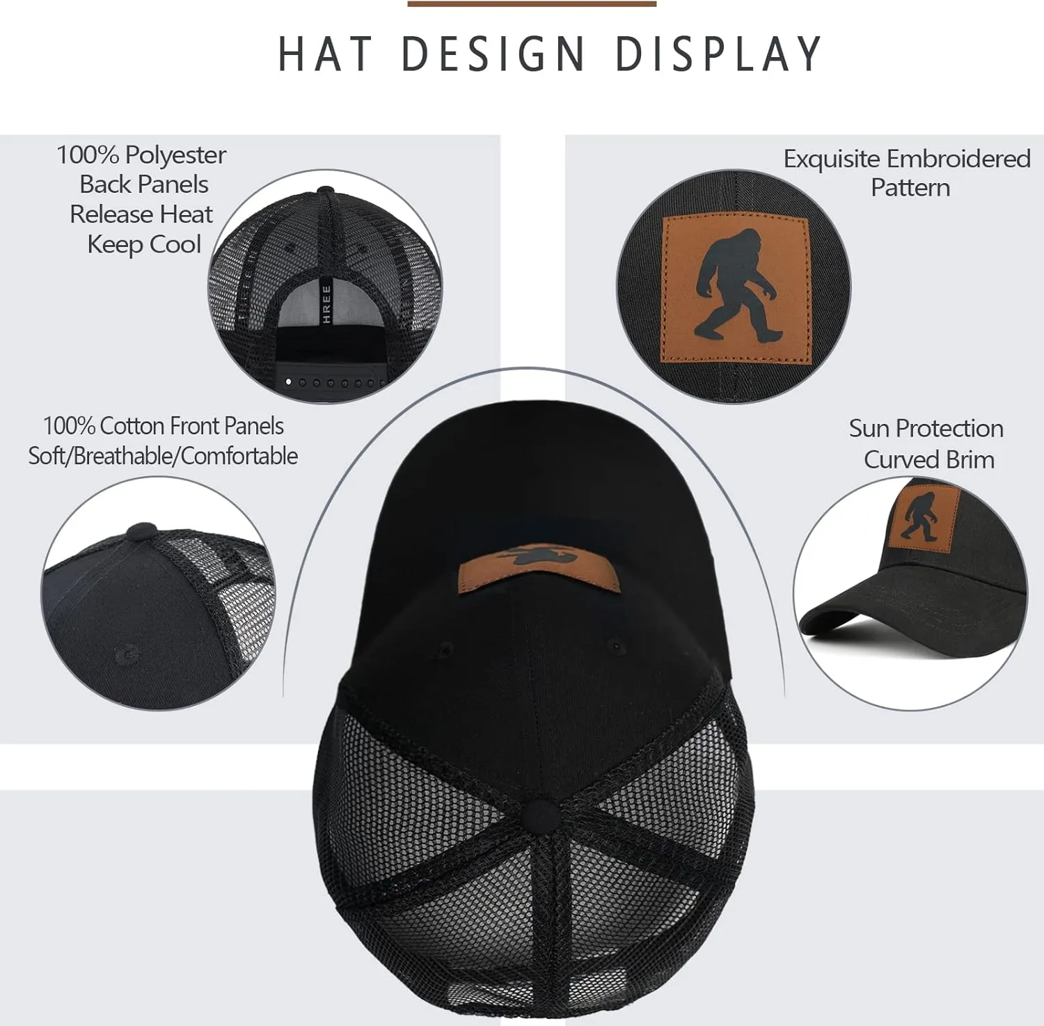 Men's Hat Gifts for Dad Husband Grandpa Father's Day Christmas Birthday Gifts Trucker Hat Leather Pattern Baseball Cap