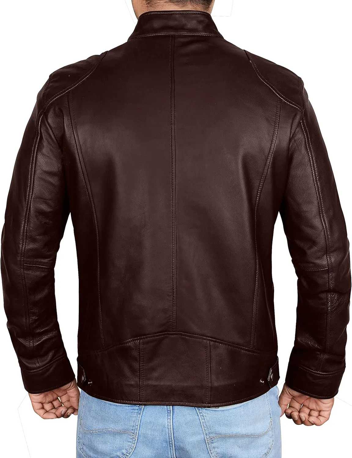 Mens Leather Jacket - Real Lambskin Classic Vintage Style Leather Jackets For Men Brown Leather Jacket for Mens