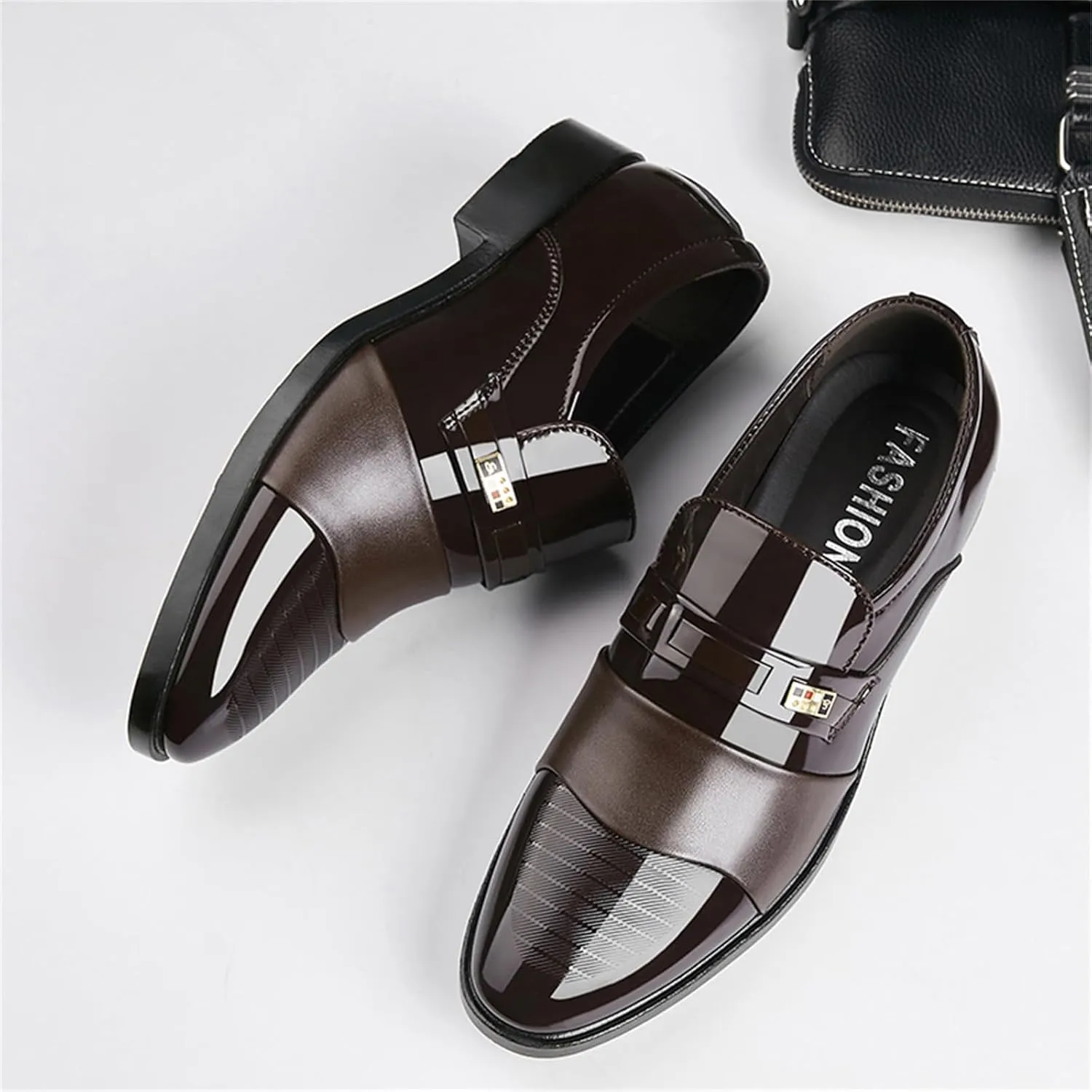 Men's Patent Leather Slip-on Dress Loafers Shoes Formal Tuxedo Shoes Work Business Office Dress Shoes