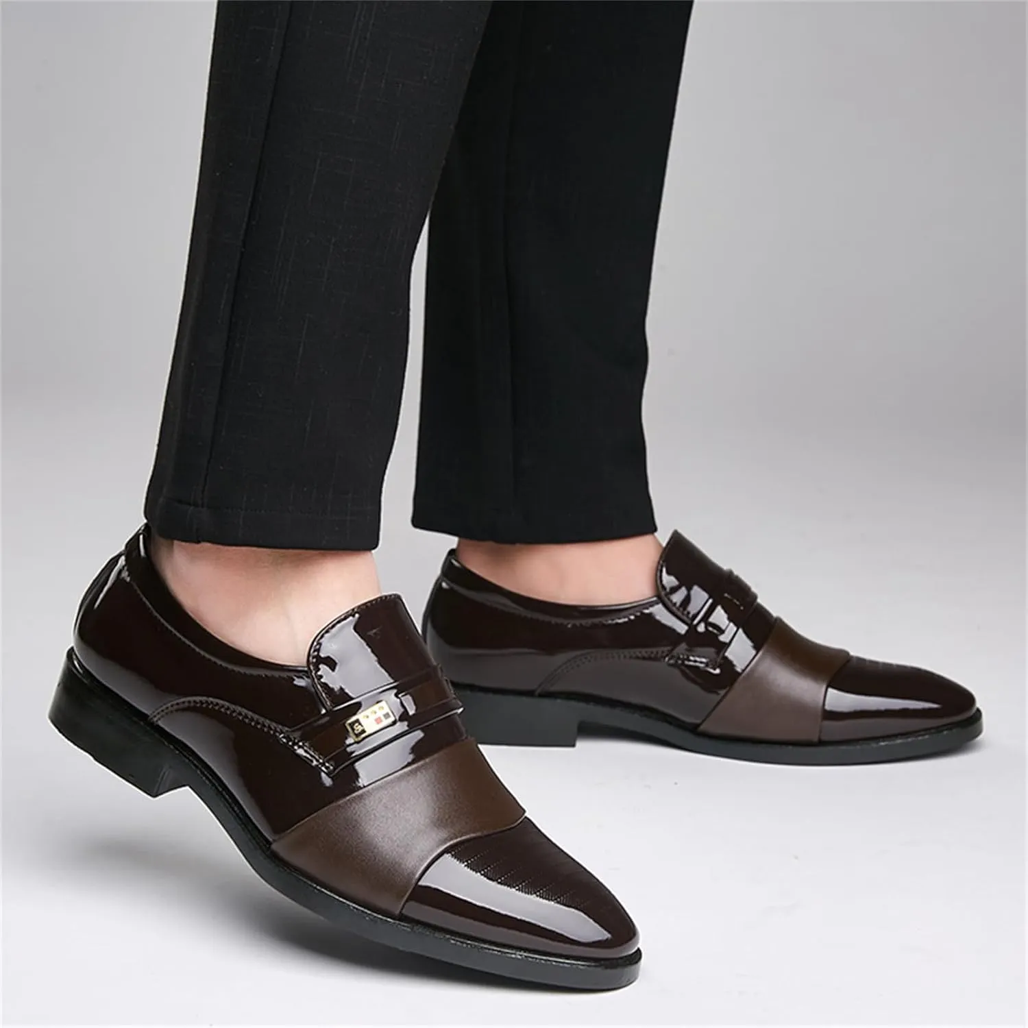 Men's Patent Leather Slip-on Dress Loafers Shoes Formal Tuxedo Shoes Work Business Office Dress Shoes