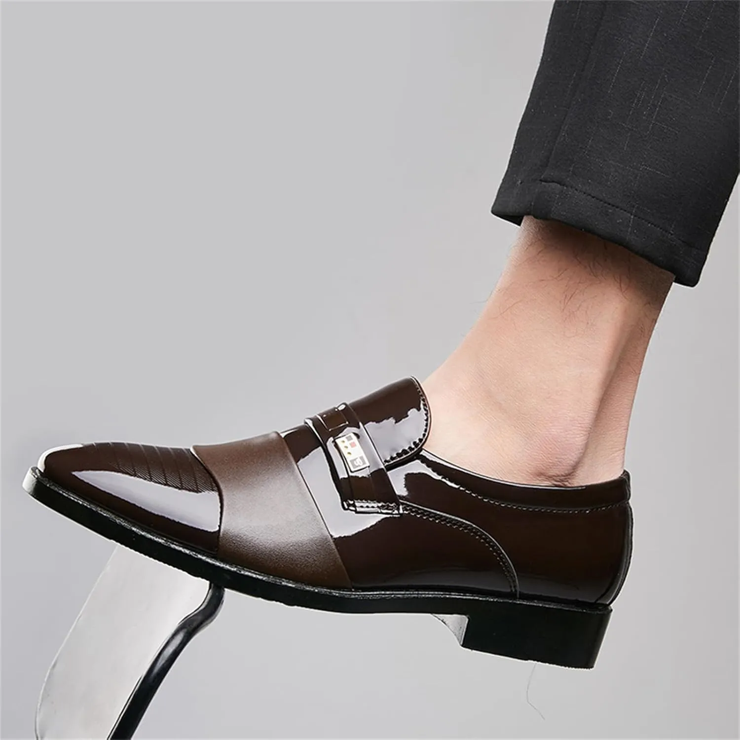Men's Patent Leather Slip-on Dress Loafers Shoes Formal Tuxedo Shoes Work Business Office Dress Shoes