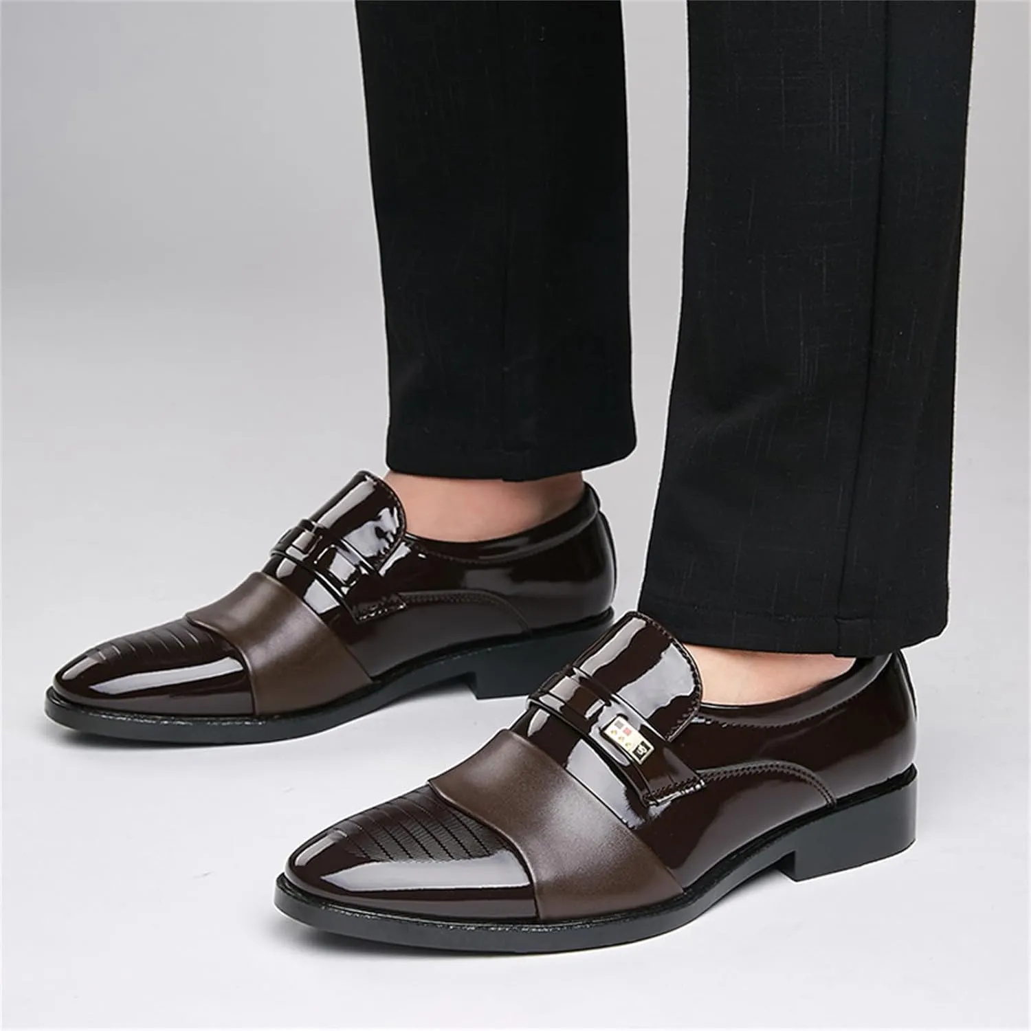 Men's Patent Leather Slip-on Dress Loafers Shoes Formal Tuxedo Shoes Work Business Office Dress Shoes