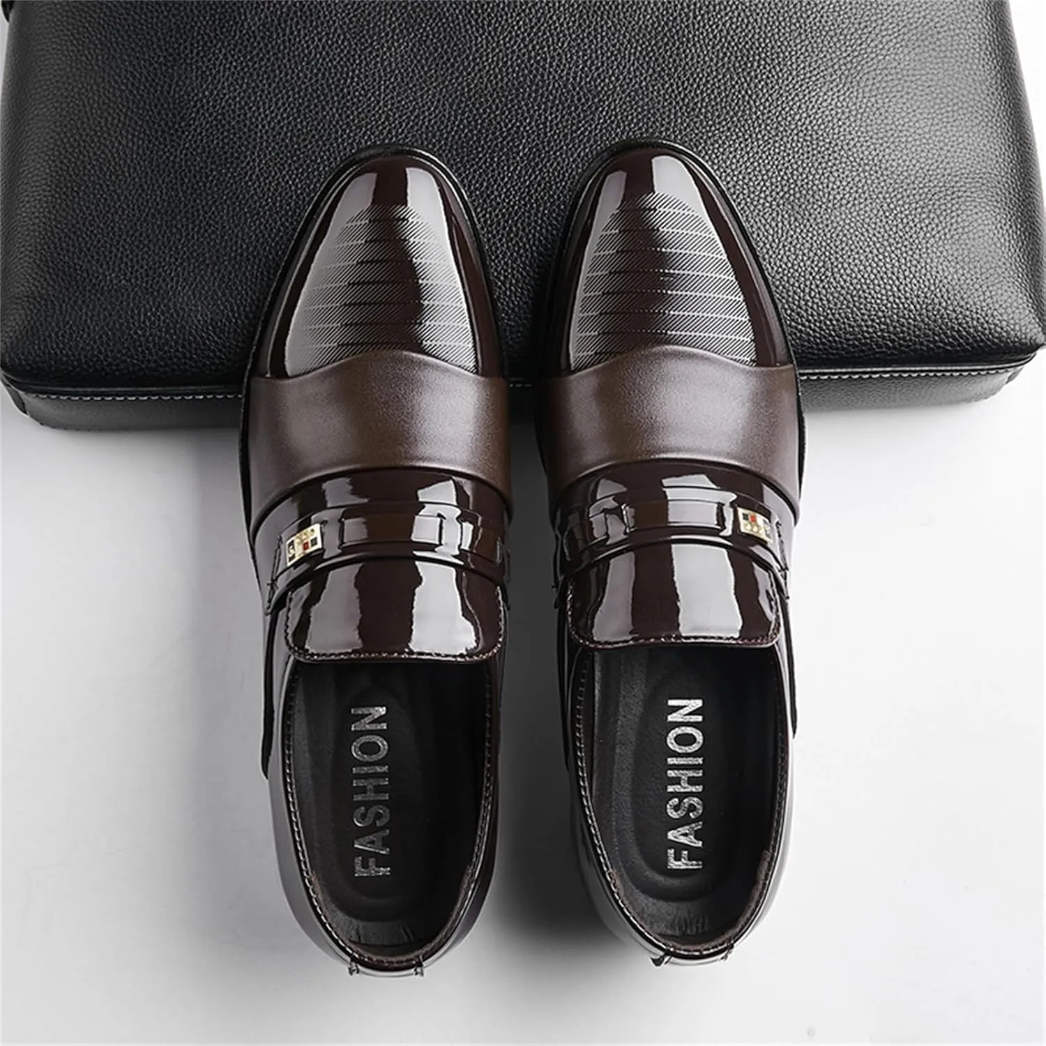Men's Patent Leather Slip-on Dress Loafers Shoes Formal Tuxedo Shoes Work Business Office Dress Shoes