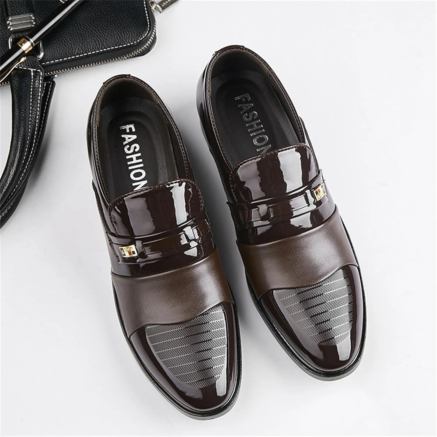 Men's Patent Leather Slip-on Dress Loafers Shoes Formal Tuxedo Shoes Work Business Office Dress Shoes