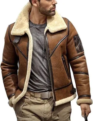 Men's RAF Aviator Real Leather Jacket Coat Bomber B3 Sheep Skin Pilot Flying (2X-Large)