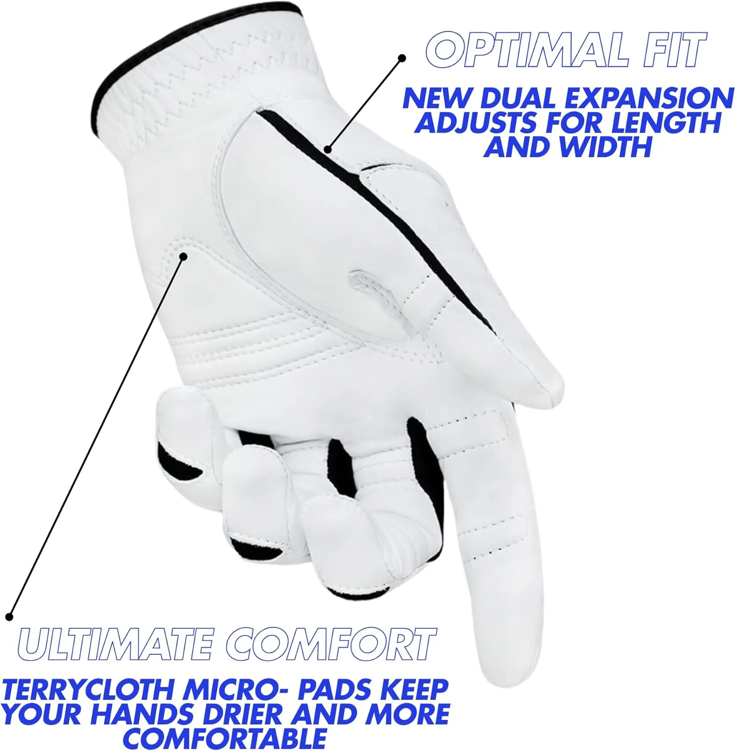 Men's StableGrip with NaturalFit 2.0 Golf Glove with Dual Expansion Thumb for Best Fit - Premium Cabretta Leather…