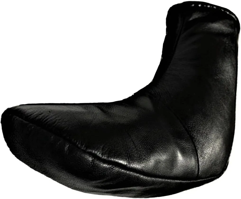 Men's Women's Unisex Real Halal Sheep Skin Leather Black Socks Khuffs Hajj Umrah with Fleece Lined Sizes 5 to 12