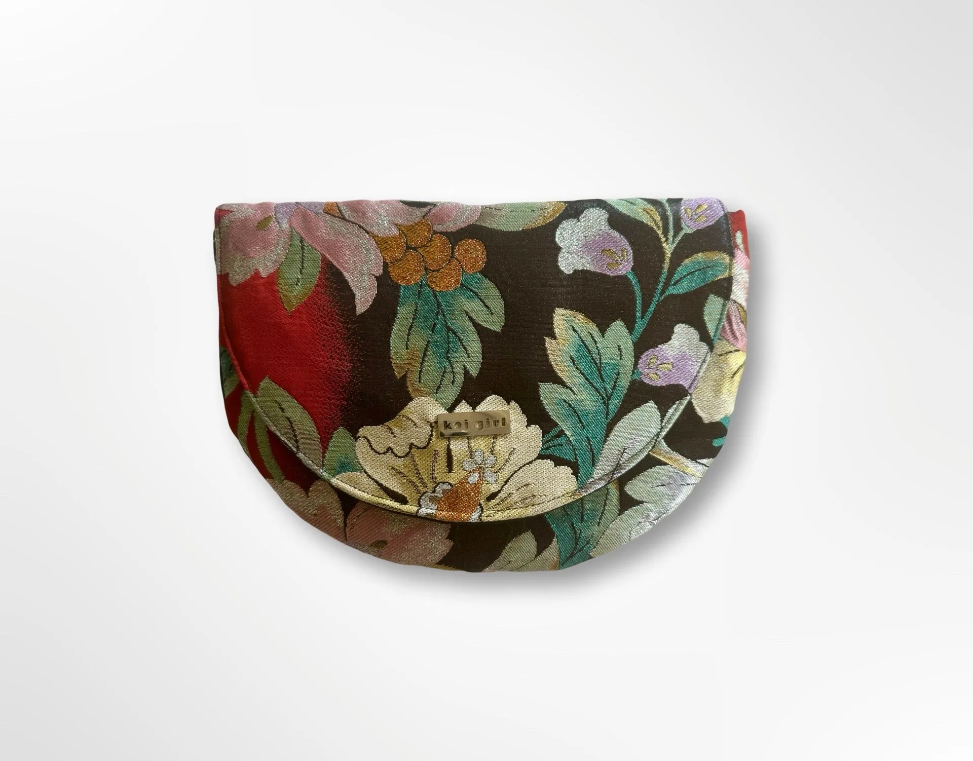 Metallic Floral Round Clutch
