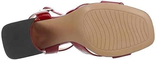 Michael By Michael Shannon Salma - Women's Patent Open Square Toe Strappy Heeled Sandals