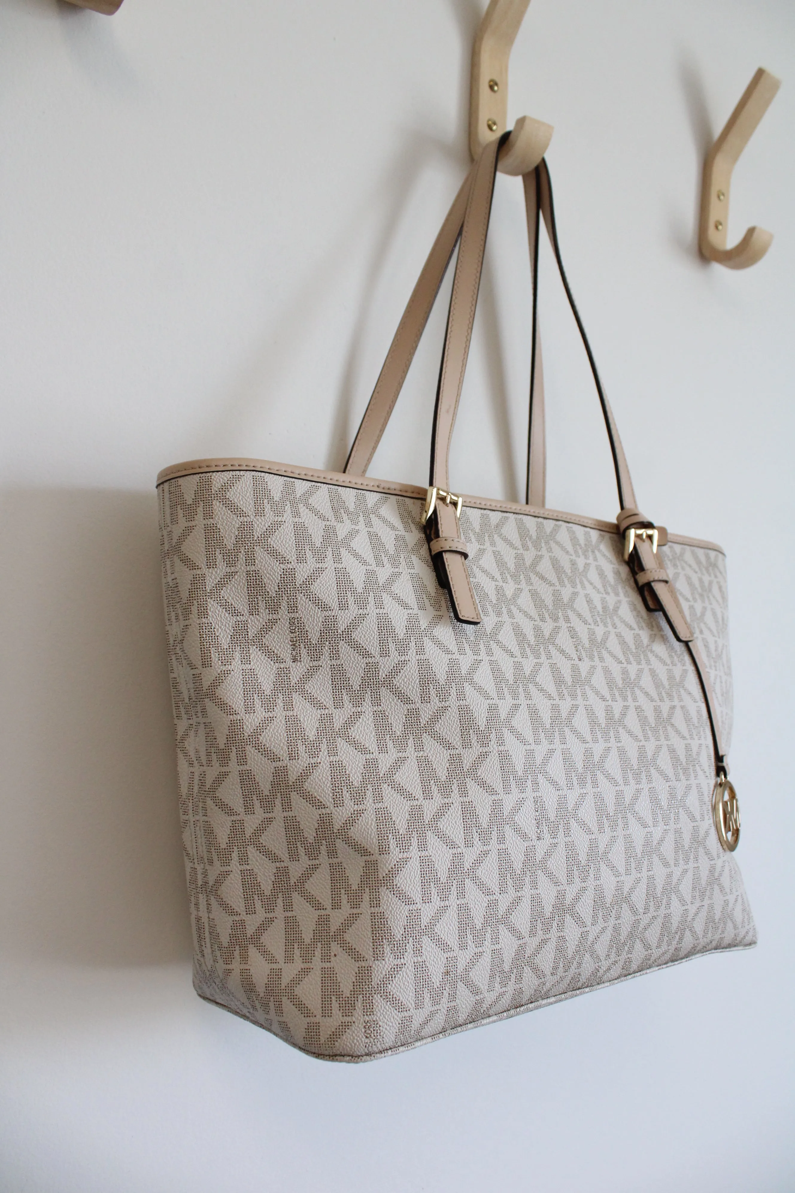 Michael Kors Jet Set White Monogram Tote Purse