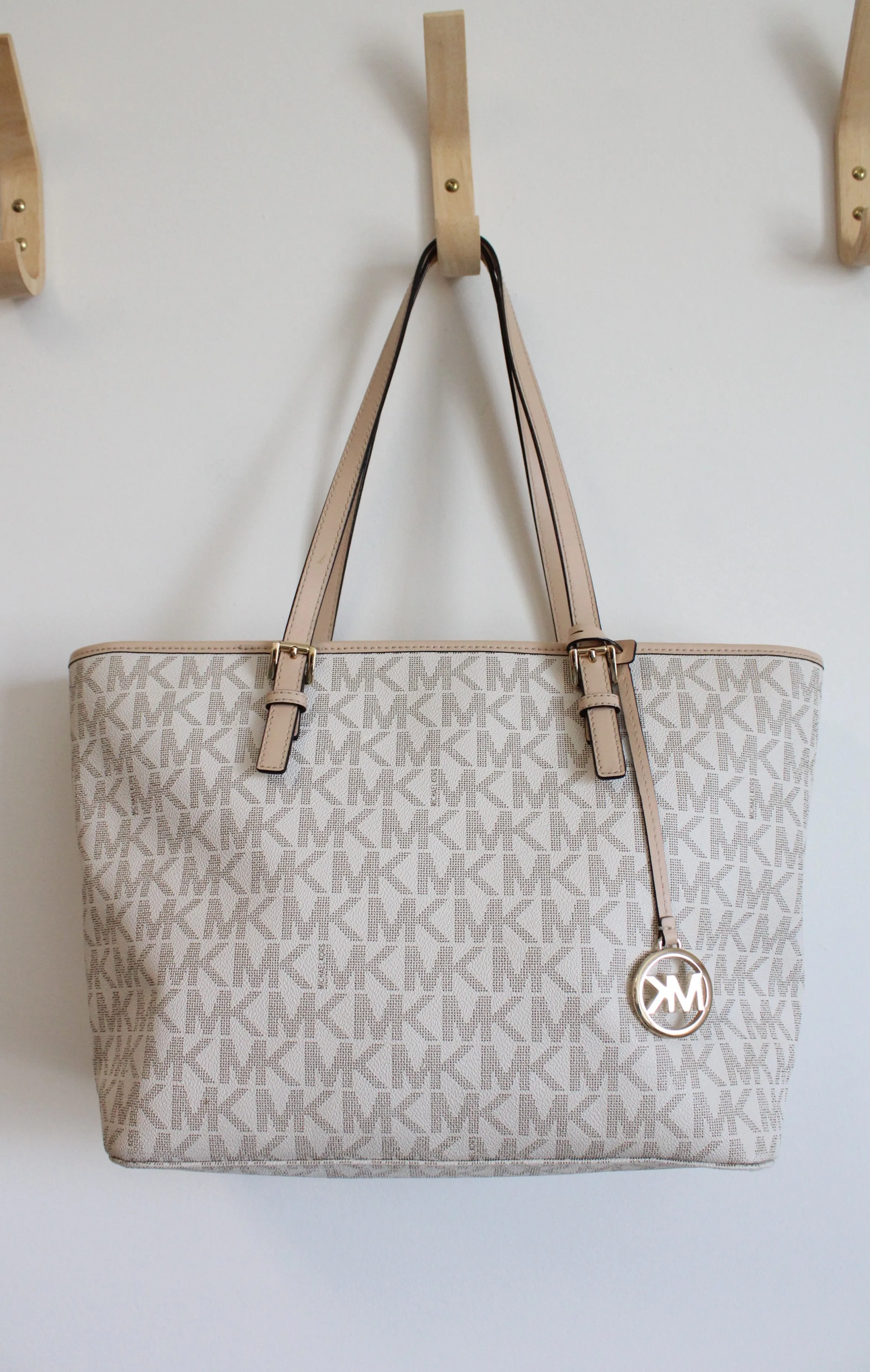 Michael Kors Jet Set White Monogram Tote Purse
