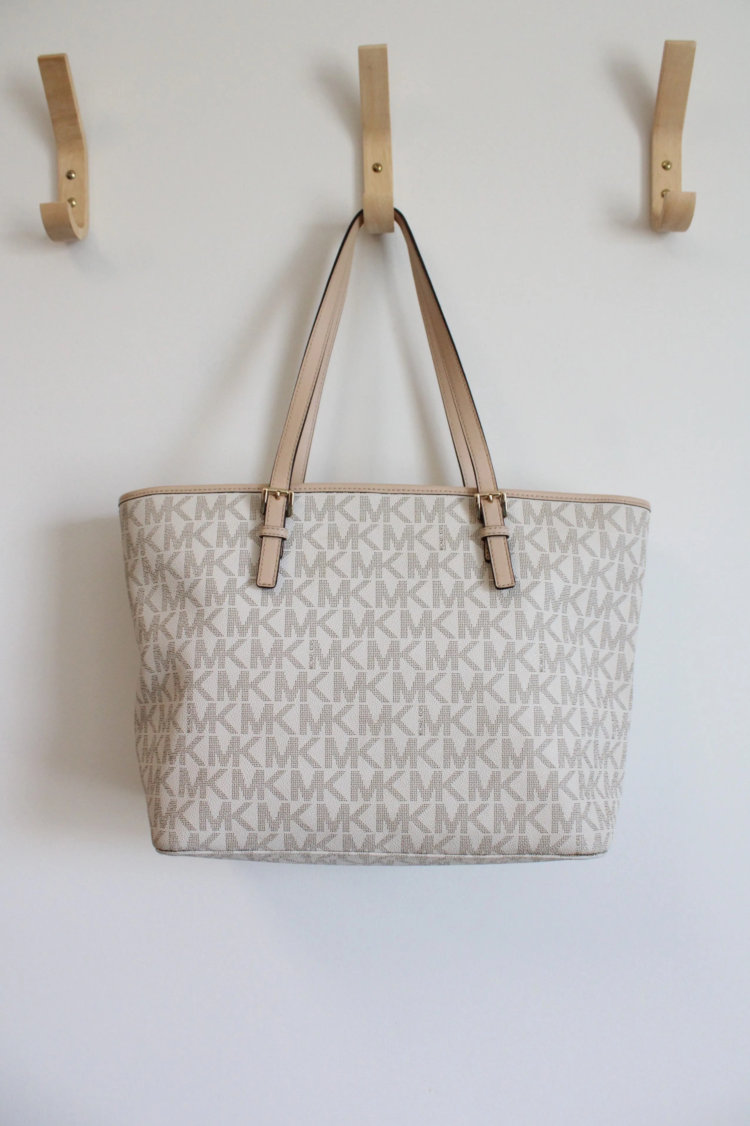 Michael Kors Jet Set White Monogram Tote Purse