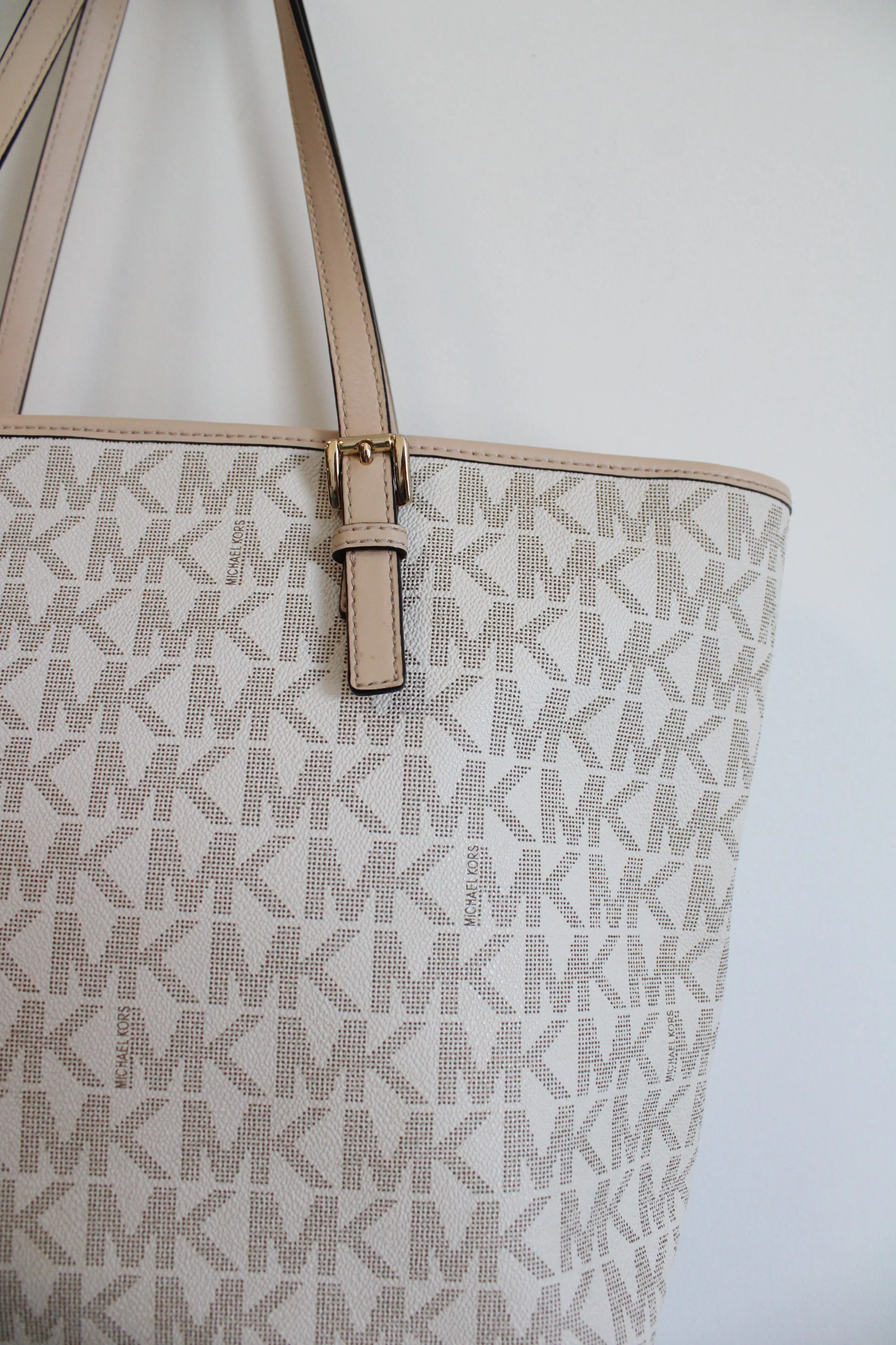 Michael Kors Jet Set White Monogram Tote Purse