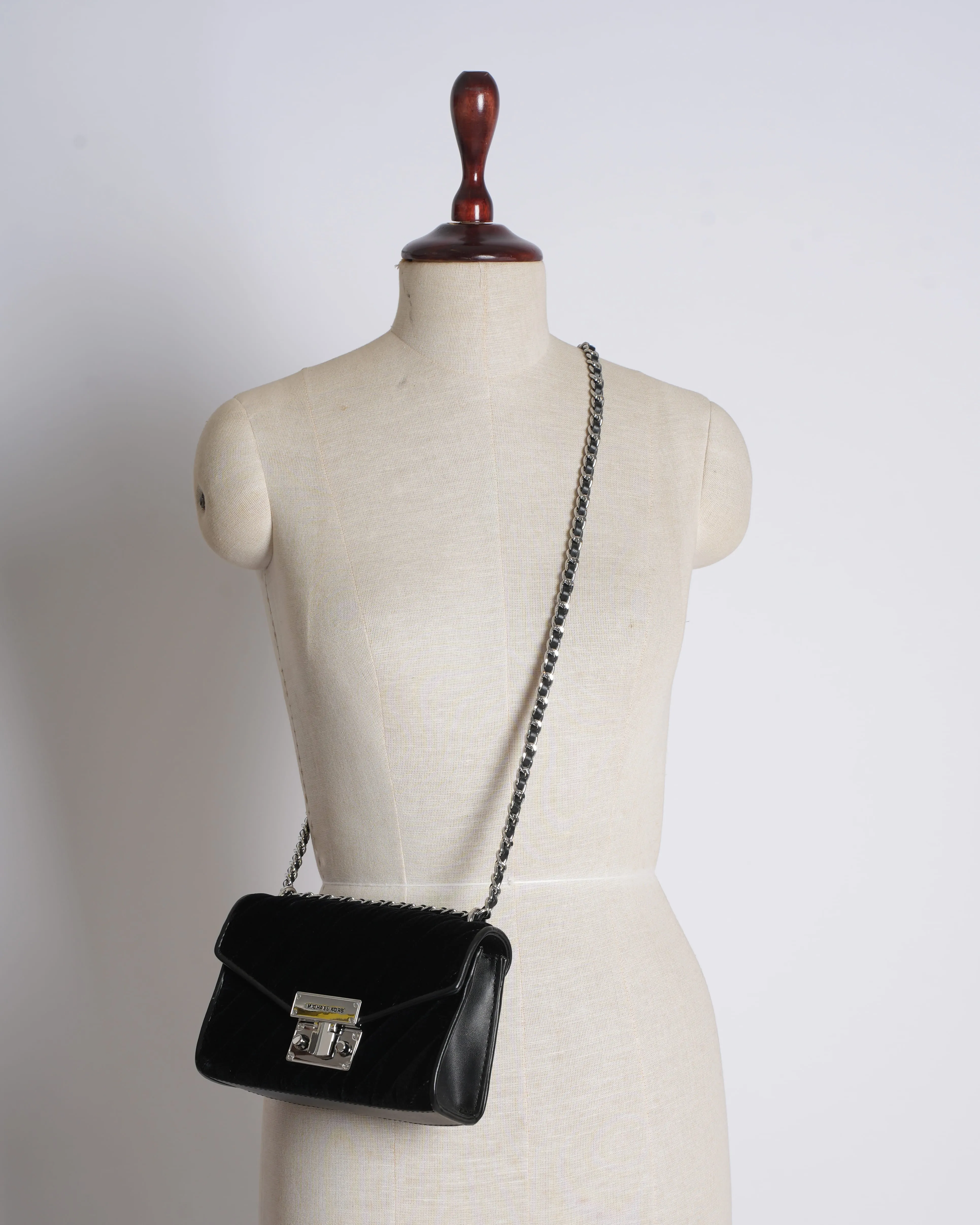 Michael Kors Velvet Crossbody Bag in Black