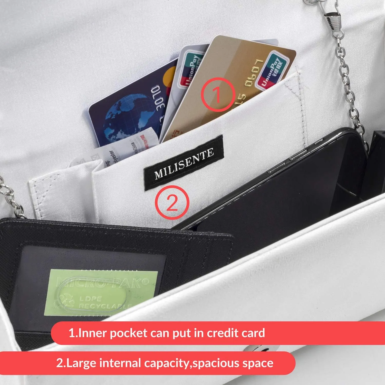 Milisente Clutch Purses For Women Formal Pleated Evening Bag Bridal Evening Clutch Bag