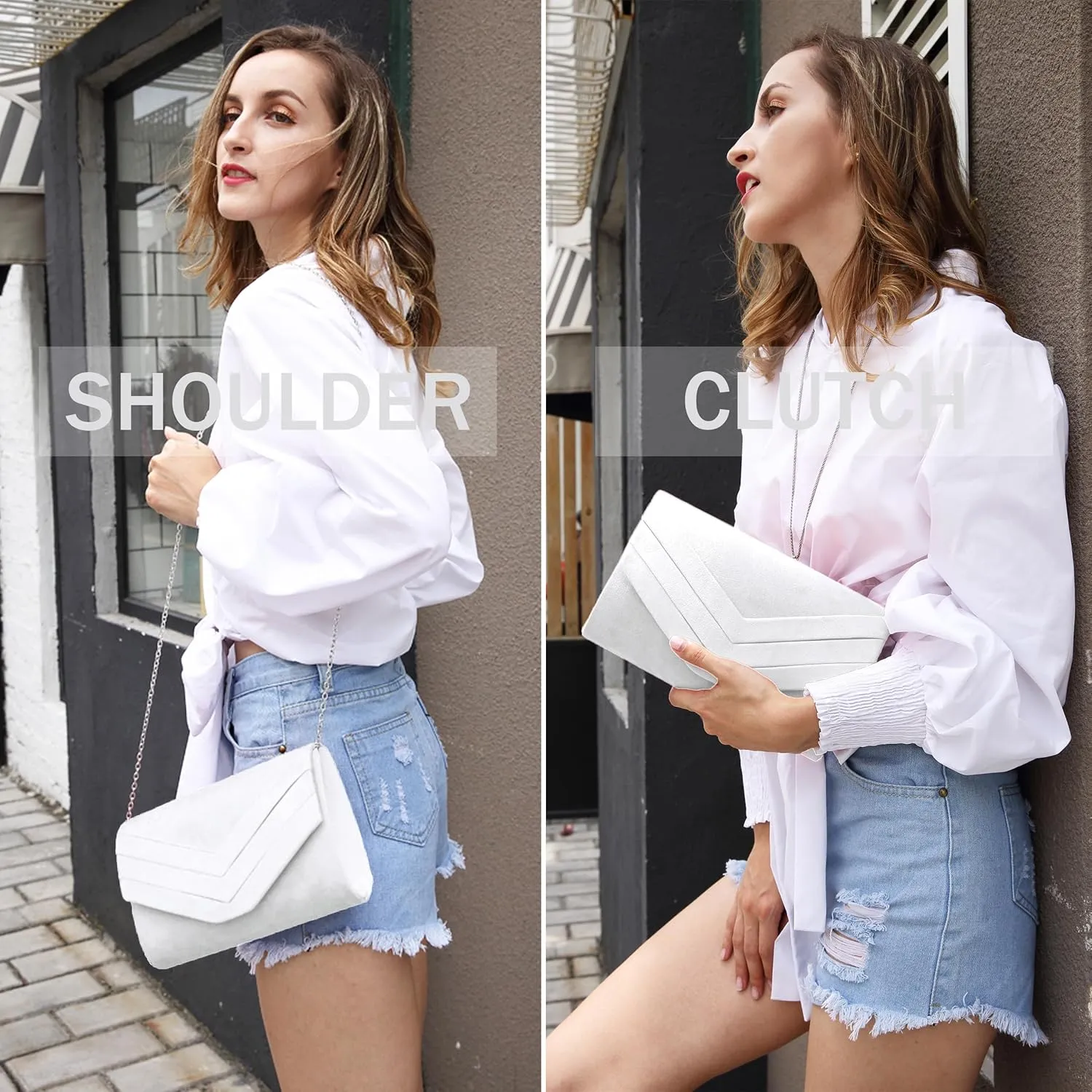 Milisente Evening Bag for Women, Suede Envelope Evening Purses Crossbody Shoulder Clutch Bag