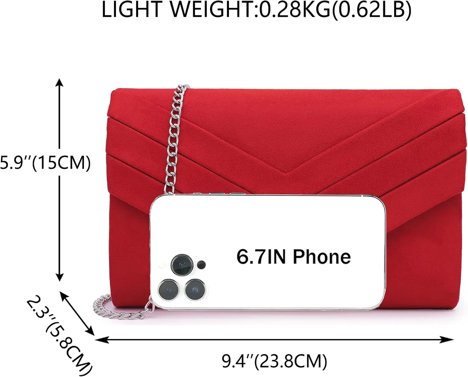 Milisente Evening Bag for Women, Suede Envelope Evening Purses Crossbody Shoulder Clutch Bag