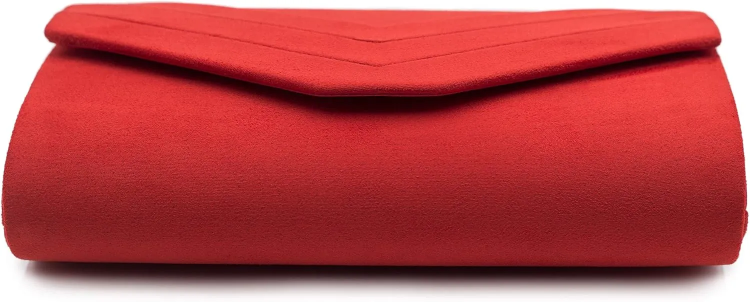 Milisente Evening Bag for Women, Suede Envelope Evening Purses Crossbody Shoulder Clutch Bag